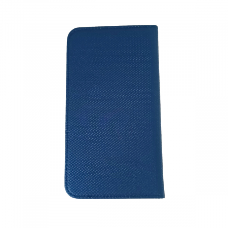 Husa universala pentru smartphone cu ecran de 5.5 inch pana la 5.7 inch, 160mm x 80mm, tip carte, cu inchidere magnetica si functie stand, buzunar card, Smart Flipbook Universal Silicon, albastru inch [2]