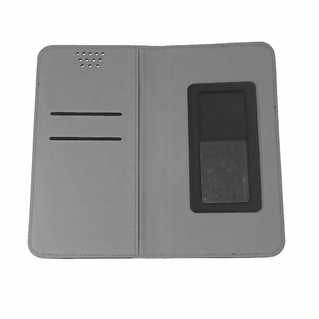 Husa universala pentru smartphone cu ecran de 5.5 inch pana la 5.7 inch, 160mm x 80mm, tip carte, cu inchidere magnetica si functie stand, buzunar card, Smart Flipbook Universal Silicon, albastru inch [1]