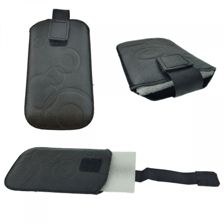 Husa universala tip saculet, din piele ecologica, Esperanza 90506, dimensiune M, 125 x 75 x 15mm, neagra [3]