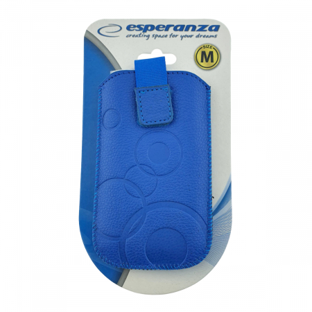 Husa universala tip saculet, din piele ecologica, Esperanza 90662, dimensiune M, 125 x 75 x 15mm, albastra inchis [4]