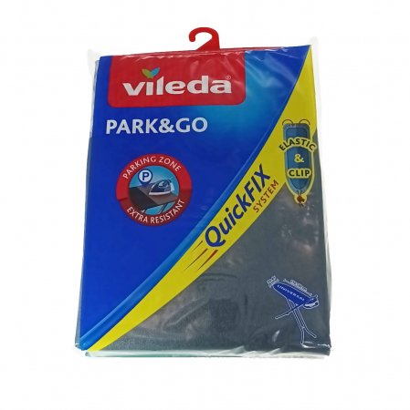 Masa de calcat haine - Husa universala Vileda Park & Go 09376, cu zona de parcare a fierului de calcat fierbinte, fixare Quick Fix
