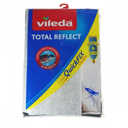 Masa de calcat haine - Husa universala Vileda Total Reflect 20742, rezistenta la caldura intensa si abur, sistem Quick Fix