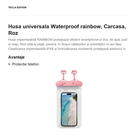 Husa universala Waterproof rainbow, Carcasa, Roz [1]