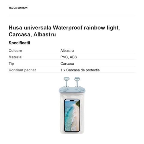 Husa universala Waterproof rainbow light, Carcasa, Albastru [2]