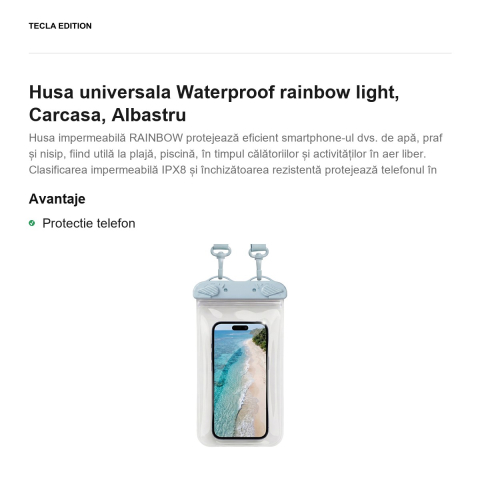 Husa universala Waterproof rainbow light, Carcasa, Albastru [1]