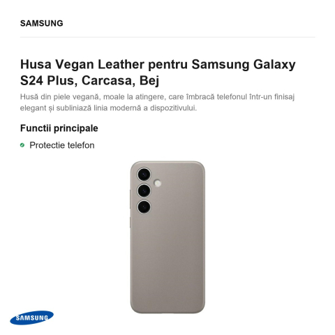 Husa Vegan Leather pentru Samsung Galaxy S24 Plus, Carcasa, Bej [1]