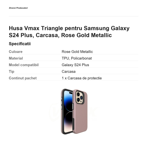Husa Vmax Triangle pentru Samsung Galaxy S24 Plus, Carcasa, Rose Gold Metallic [2]