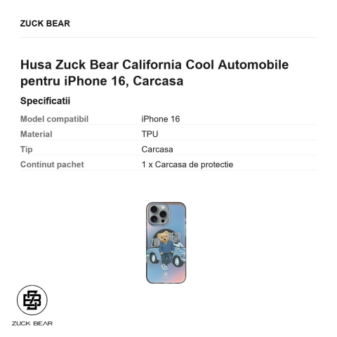 Husa Zuck Bear California Cool Automobile pentru iPhone 16, Carcasa [2]
