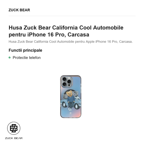 Husa Zuck Bear California Cool Automobile pentru iPhone 16 Pro, Carcasa [1]