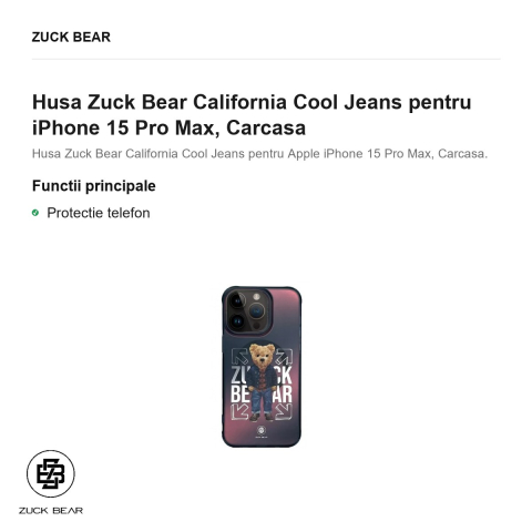 Husa Zuck Bear California Cool Jeans pentru iPhone 15 Pro Max, Carcasa [1]