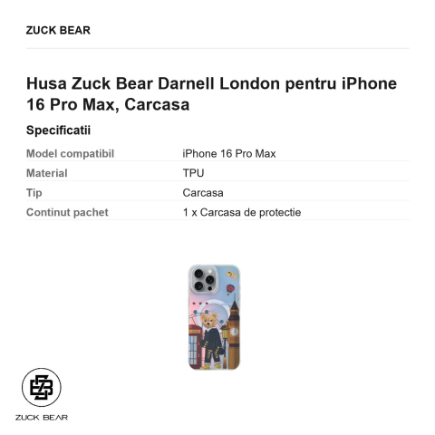 Husa Zuck Bear Darnell London pentru iPhone 16 Pro Max, Carcasa [2]