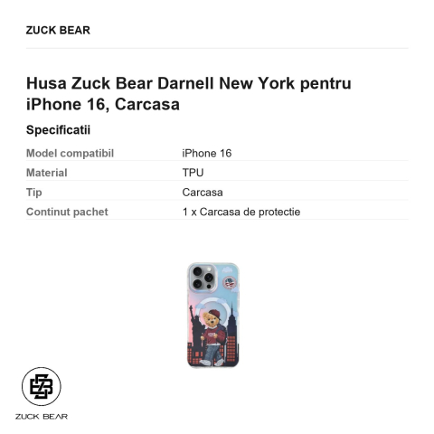 Husa Zuck Bear Darnell New York pentru iPhone 16, Carcasa [2]