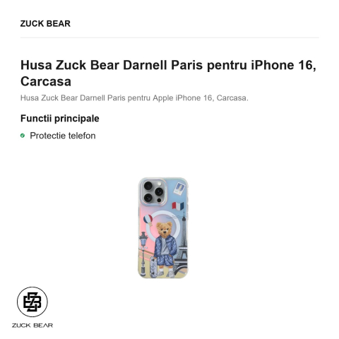 Husa Zuck Bear Darnell Paris pentru iPhone 16, Carcasa [1]
