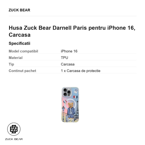 Husa Zuck Bear Darnell Paris pentru iPhone 16, Carcasa [2]