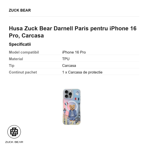 Husa Zuck Bear Darnell Paris pentru iPhone 16 Pro, Carcasa [2]