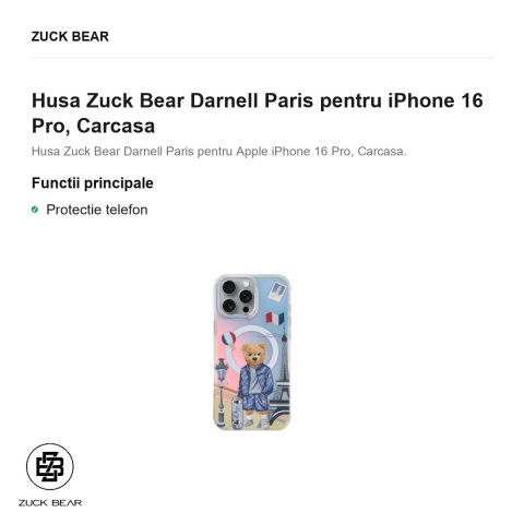 Husa Zuck Bear Darnell Paris pentru iPhone 16 Pro, Carcasa [1]