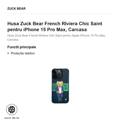 Husa Zuck Bear French RIviera Chic Saint pentru iPhone 15 Pro Max, Carcasa [1]