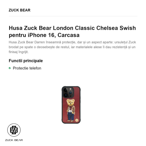 Husa Zuck Bear London Classic Chelsea Swish pentru iPhone 16, Carcasa [1]