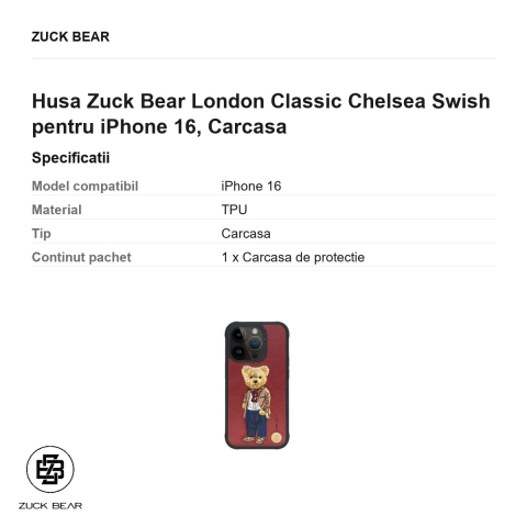 Husa Zuck Bear London Classic Chelsea Swish pentru iPhone 16, Carcasa [2]