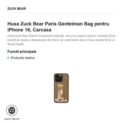 Husa Zuck Bear Paris Gentelman Bag pentru iPhone 16, Carcasa [1]