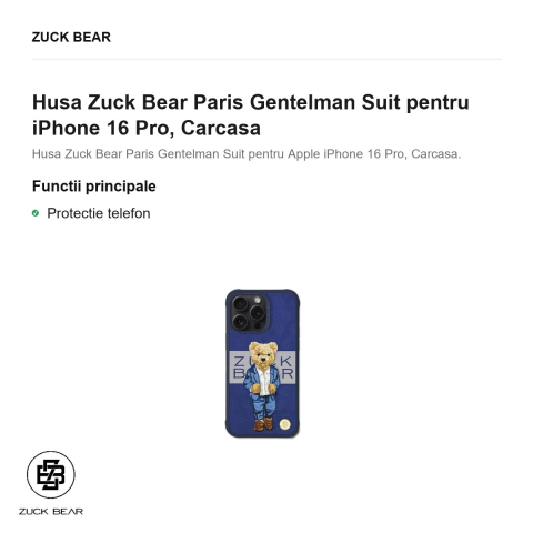 Husa Zuck Bear Paris Gentelman Suit pentru iPhone 16 Pro, Carcasa [1]