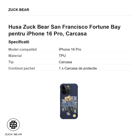 Husa Zuck Bear San Francisco Fortune Bay pentru iPhone 16 Pro, Carcasa [2]