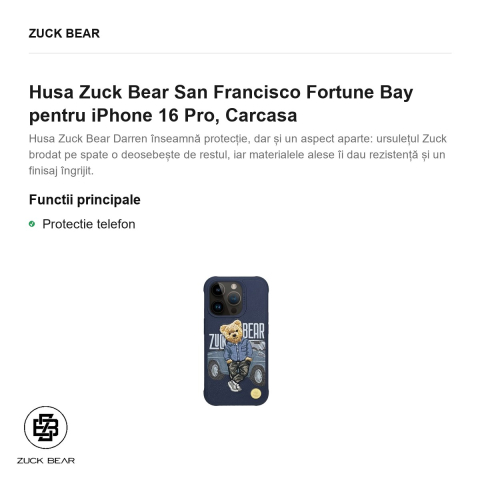 Husa Zuck Bear San Francisco Fortune Bay pentru iPhone 16 Pro, Carcasa [1]