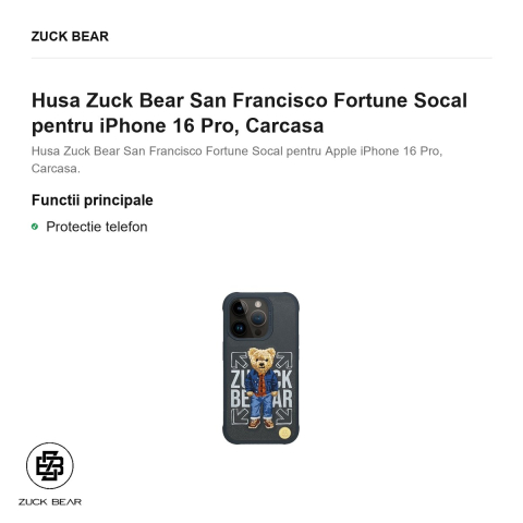 Husa Zuck Bear San Francisco Fortune Socal pentru iPhone 16 Pro, Carcasa [1]