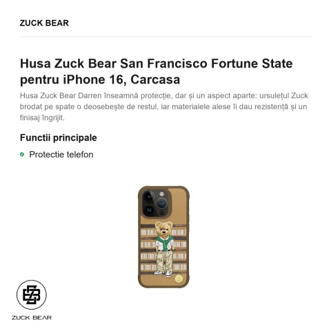 Husa Zuck Bear San Francisco Fortune State pentru iPhone 16, Carcasa [1]