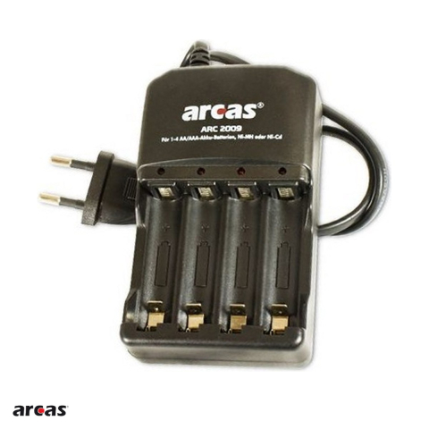 Energy - Incarcator Arcas ARC-2009 pentru acumulatori AA si AAA Ni-MH si Ni-Cd, 4 canale independente, incarcare lenta 120 mA, LED-uri, fara acumulatori