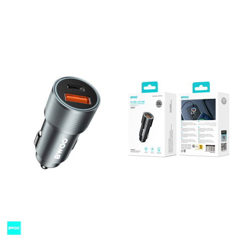 Incarcator auto BWOO BO-CC73, PD 38 W, 1x USB-C, argintiu [4]
