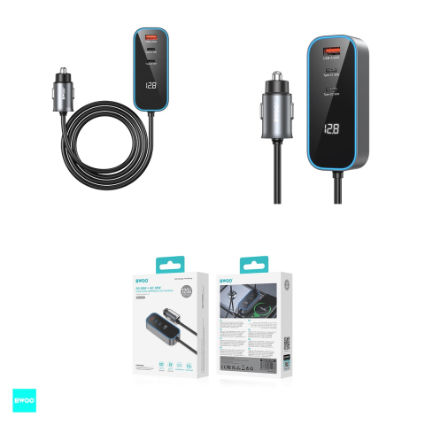 Incarcator auto BWOO CC107, PD 30 W, 1x USB-C, cablu 1.5m, negru [3]