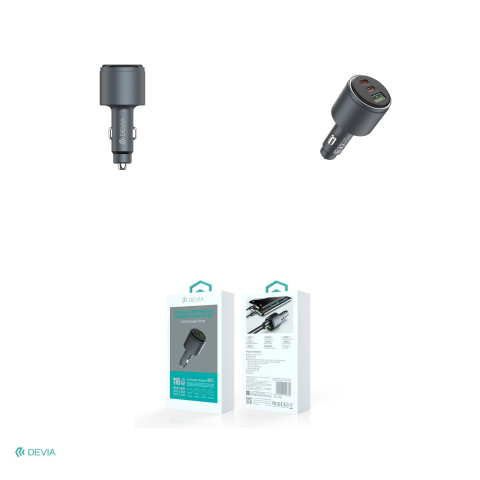 Incarcator auto Devia, PD QC 116 W, 1x USB + 2x USB-C, negru [3]