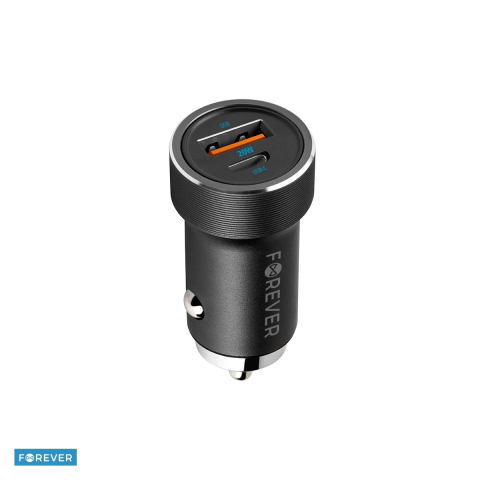 Incarcator auto - Incarcator auto Forever CC-06, PD QC 20 W, 1x USB-C + 1x USB, negru