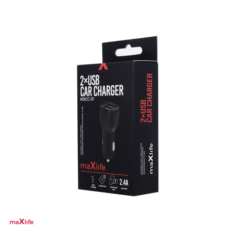 Incarcator auto Maxlife MXCC-01, 2.4 A, 2x USB, negru [4]
