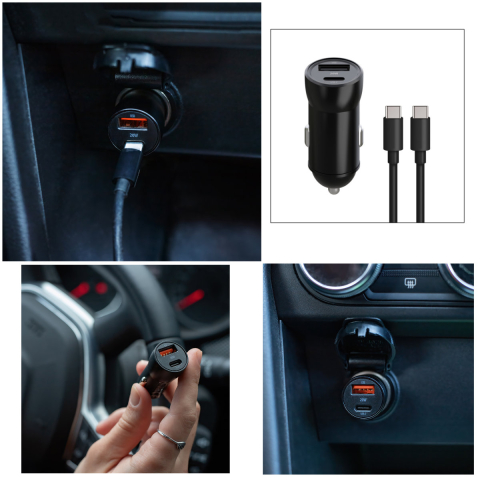 Incarcator Auto Maxlife MXCC-04 cu Incarcare Rapida PD QC 20W, Port Dual USB-C si USB-A, Cablu Inclus 60W, pentru Calatorii si Naveta Zilnica [5]