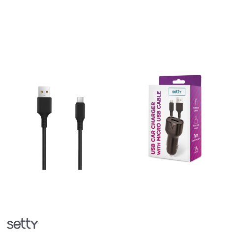 Incarcator auto Setty, 1 A, 1x USB, cu cablu microUSB, negru [3]