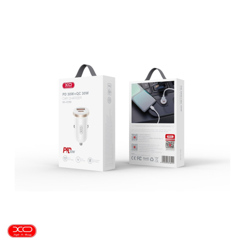 Incarcator auto XO CC56, PD QC 30 W, 1x USB + 1x USB-C, alb [3]