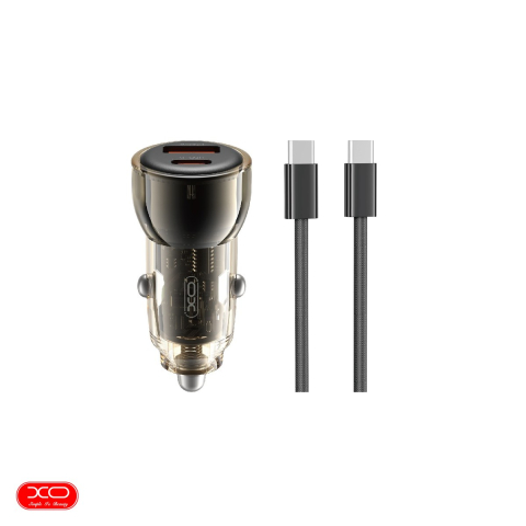 Accesorii IT - Incarcator auto XO CC60, 60 W, 1x USB + 1x USB-C, cu cablu USB-C - USB-C, negru