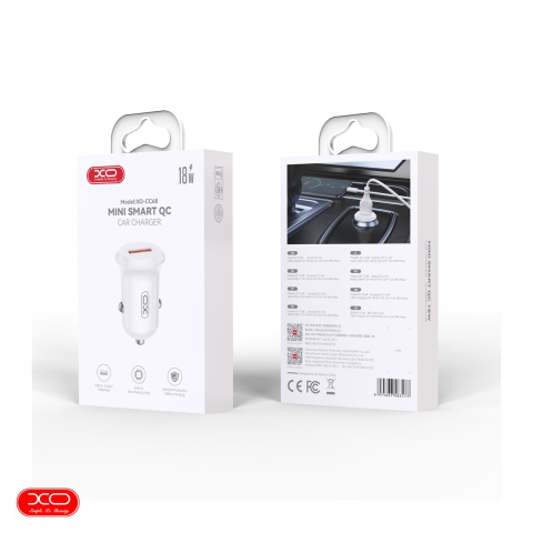 Incarcator auto XO CC68, QC 18 W, 1x USB, alb [3]