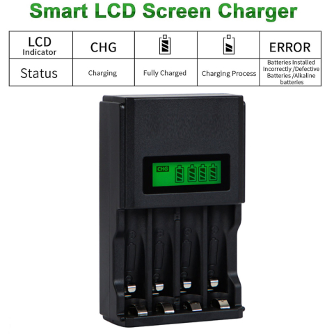 Incarcator baterii AA/AAA cu 4 sloturi si afisaj LCD - XN-107 pentru acumulatori Ni-MH/Ni-Cd, incarcare simultana, display nivel incarcare [5]