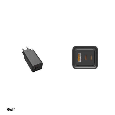 Incarcator de retea Golf GF-U65, 1x USB-A si 2x USB-C PD, 65 W, Fast Charge, culoare neagra [3]