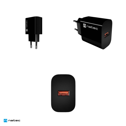 Incarcator de retea Natec Ribera 1 x USB-A, 18 W, Quick Charge 3.0, compatibil Apple 2.4A, Samsung AFC si Huawei FCP, negru, NUC-2393 [4]