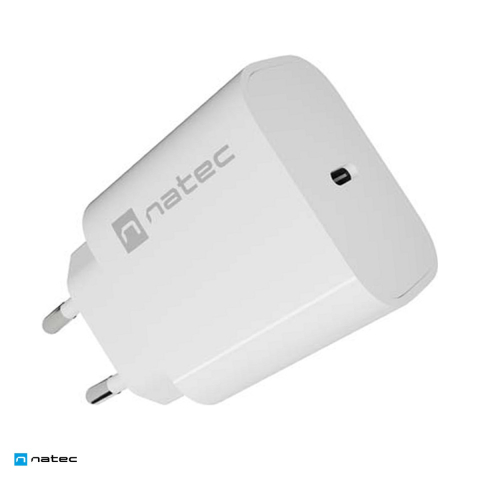 Priza retea - Incarcator de retea Natec Ribera 1 x USB-C, 20 W, Power Delivery 3.0 si PPS, alb, NUC-2394
