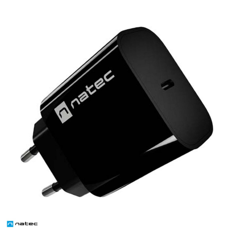 Priza retea - Incarcator de retea Natec Ribera 1 x USB-C, 20 W, Power Delivery 3.0 si PPS, negru, NUC-2395