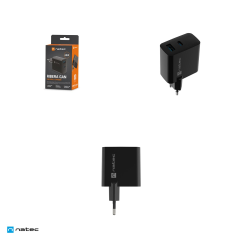Incarcator de retea Natec Ribera GaN, 1 x USB-A si 1 x USB-C, 45 W, Power Delivery 3.0 si PPS, Quick Charge 3.0, 2 dispozitive simultan, negru, NUC-2143 [3]