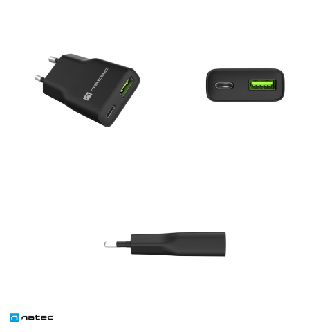 Incarcator de retea Natec Ribera GaN Slim, 1 x USB-A si 1 x USB-C, 20 W, Power Delivery si PPS, Quick Charge, 2 dispozitive simultan, negru, NUC-2377 [3]