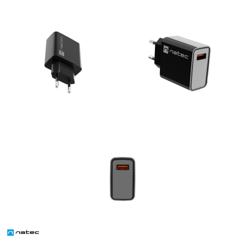 Incarcator de retea Natec Ribera USB-A, 18 W, Quick Charge 3.0, Samsung AFC, Huawei FCP/SCP, carcasa din plastic autostingibil, negru, NUC-2058 [4]