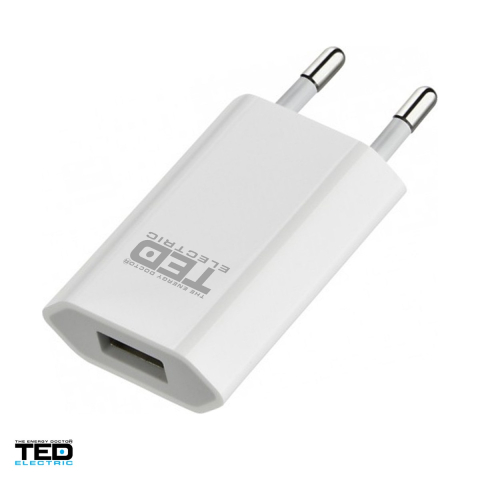Incarcator de retea TED Electric TED288107, 1x USB, 1 A, 5 W, culoare alba [0]
