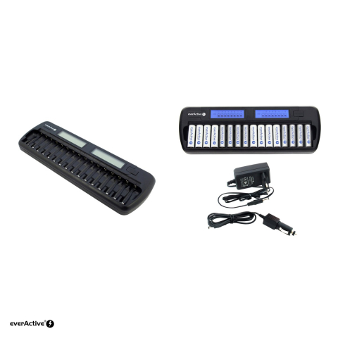 Incarcator everActive NC-1600 pentru 1-16 acumulatori AA si AAA Ni-MH, 16 canale independente, display LCD, functie refresh, alimentator de retea si adaptor auto 12 V [3]